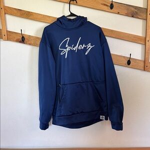 🍁💐 Spiderz Navy Blue Hoodie with Ribbed Cuffs and Minimalist Design